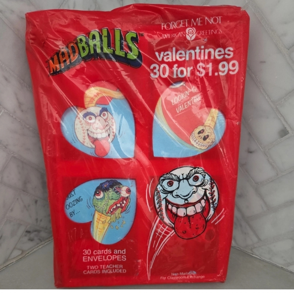 VINTAGE 1988 RARE MADBALLS COLLECTABLE 30 Valentines Day Cards UNUSED NIB